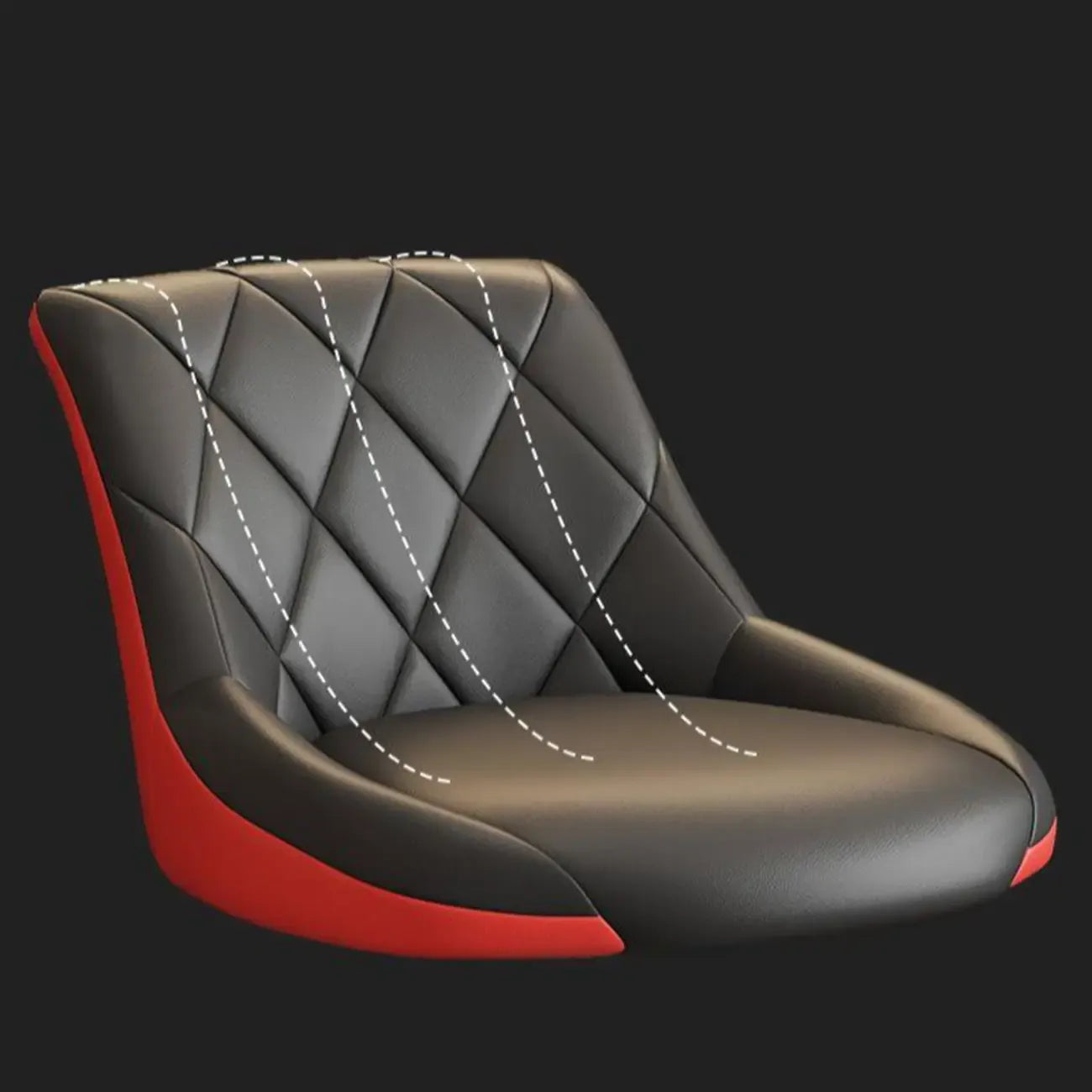 Tabouret de bar pivotant capitonné à losanges, réglable, en cuir PU noir et rouge