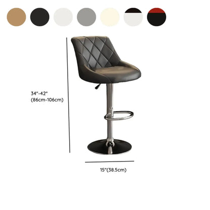 Tabouret de bar pivotant capitonné à losanges, réglable, en cuir PU noir et rouge
