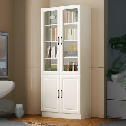 Bibliothèque verticale classique en bois blanc avec armoire