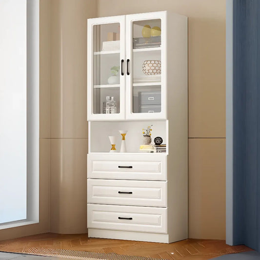 Bibliothèque verticale classique en bois blanc avec armoire