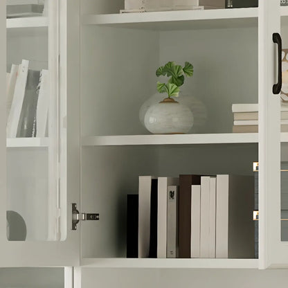 Bibliothèque verticale classique en bois blanc avec armoire