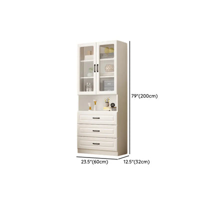 Bibliothèque verticale classique en bois blanc avec armoire
