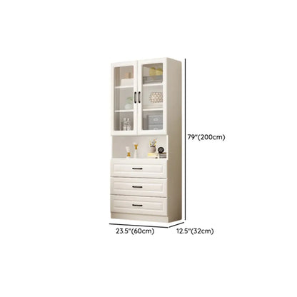 Bibliothèque verticale classique en bois blanc avec armoire
