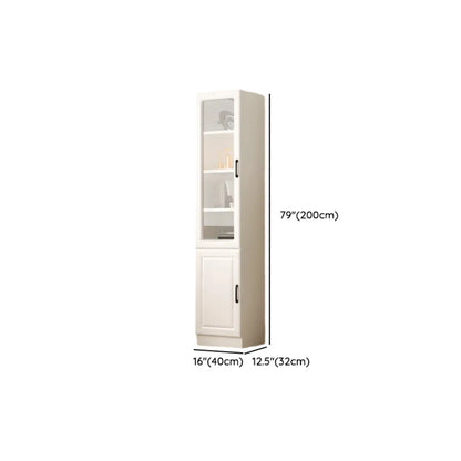 Bibliothèque verticale classique en bois blanc avec armoire
