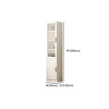Bibliothèque verticale classique en bois blanc avec armoire