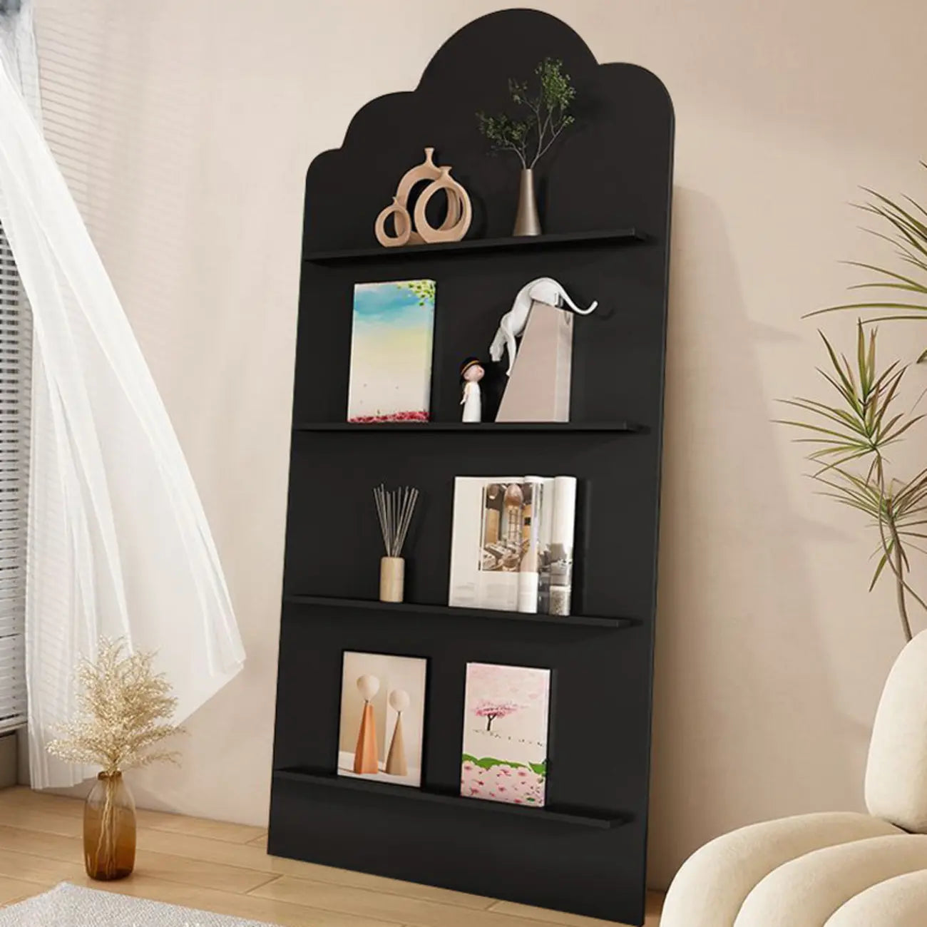 Bibliothèque décorative en bois brun à 3 étagères