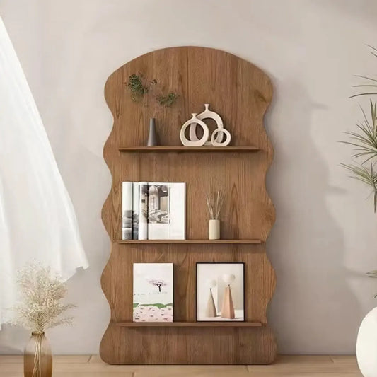 Bibliothèque décorative en bois brun à 3 étagères