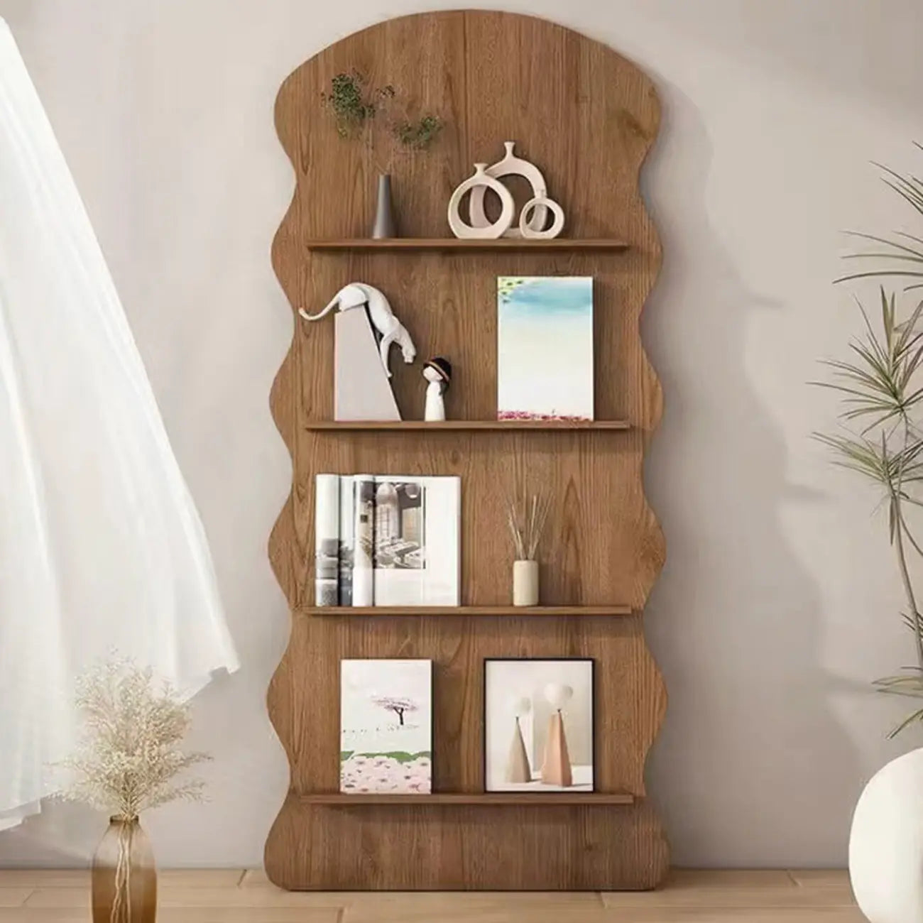 Bibliothèque décorative en bois brun à 3 étagères