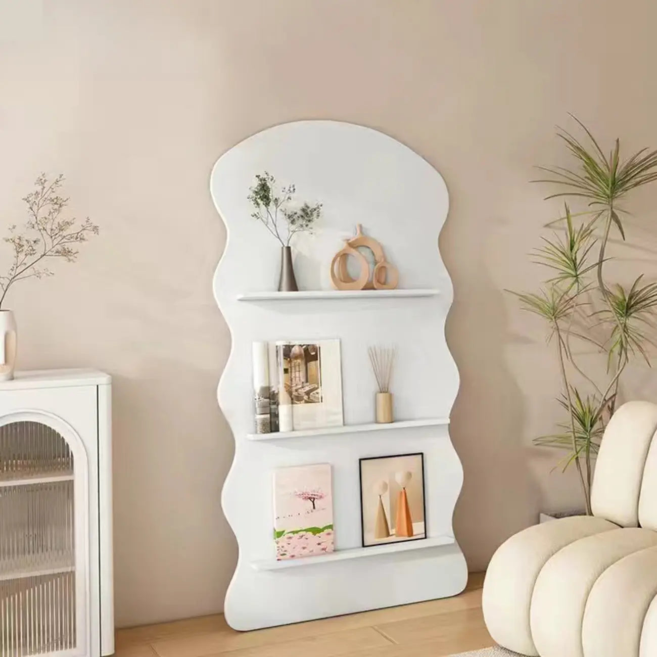 Bibliothèque décorative en bois brun à 3 étagères