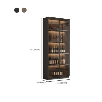 Vitrine haute et étroite en bois noir avec éclairage