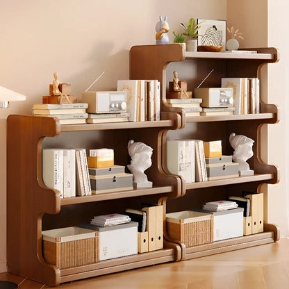 Bibliothèque moderne en bois brun, style échelle, pour le rangement de bureau