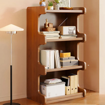 Bibliothèque moderne en bois brun, style échelle, pour le rangement de bureau