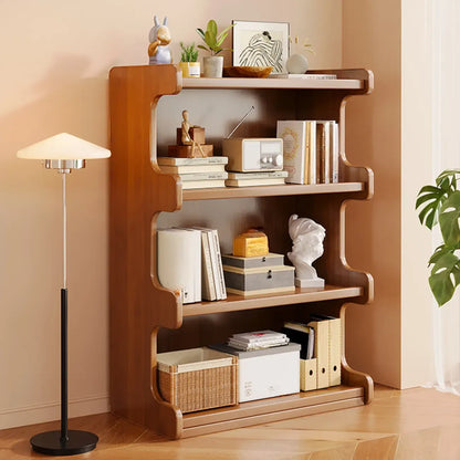 Bibliothèque moderne en bois brun, style échelle, pour le rangement de bureau