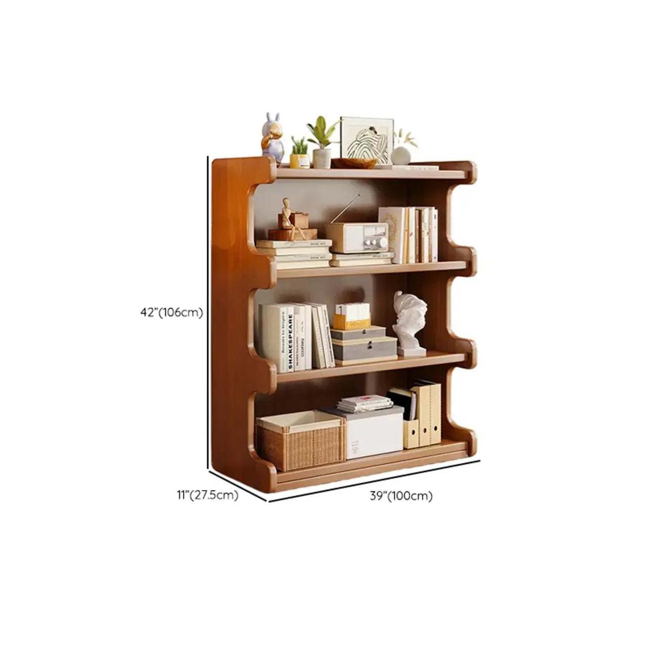 Bibliothèque moderne en bois brun, style échelle, pour le rangement de bureau