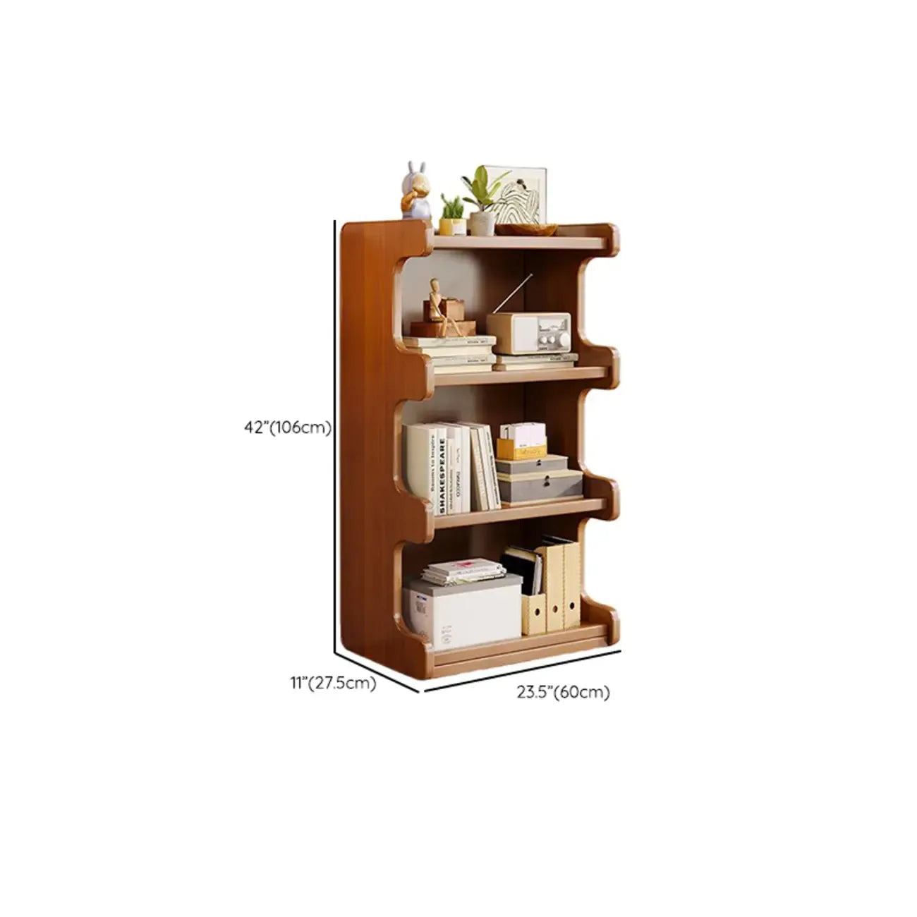 Bibliothèque moderne en bois brun, style échelle, pour le rangement de bureau