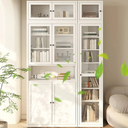 Vitrine haute à 6 niveaux avec portes vitrées