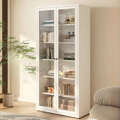Vitrine haute à 6 niveaux avec portes vitrées