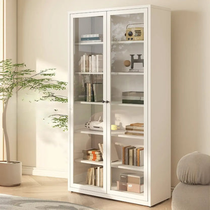 Vitrine haute à 6 niveaux avec portes vitrées