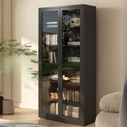 Vitrine haute à 6 niveaux avec portes vitrées