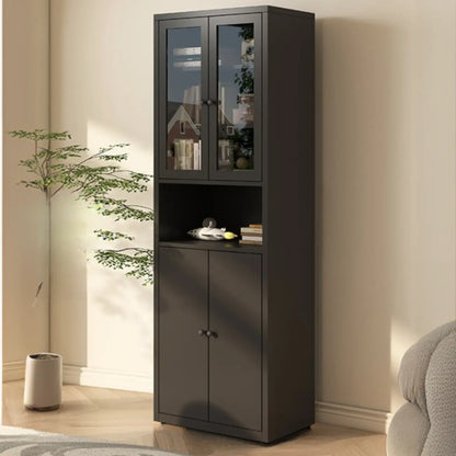 Vitrine haute à 6 niveaux avec portes vitrées