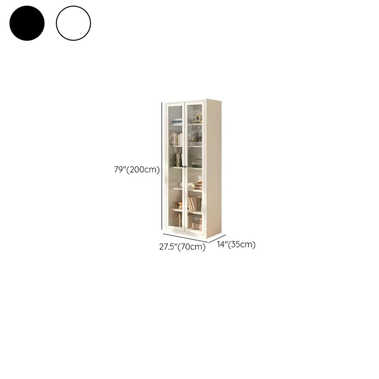 Vitrine haute à 6 niveaux avec portes vitrées