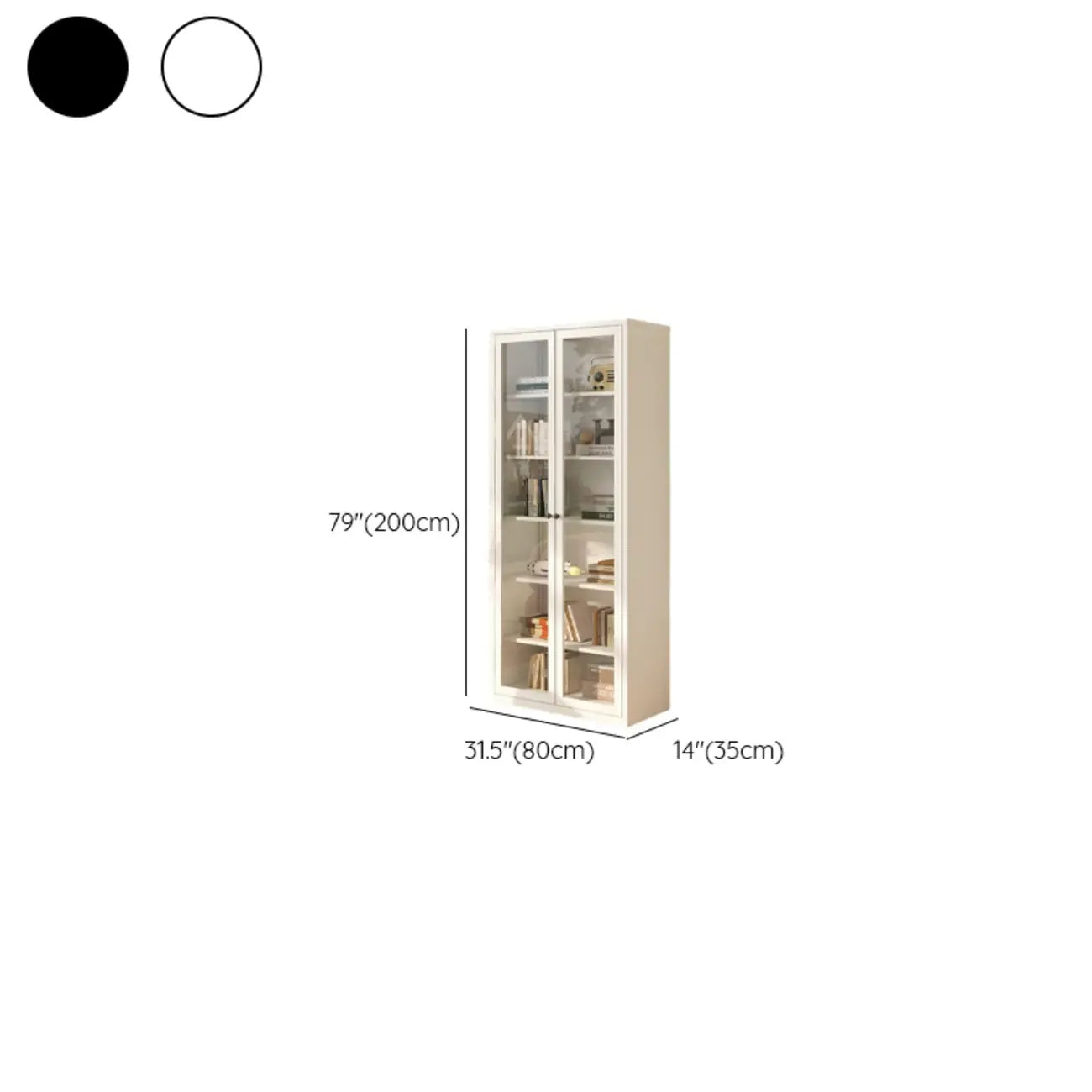 Vitrine haute à 6 niveaux avec portes vitrées