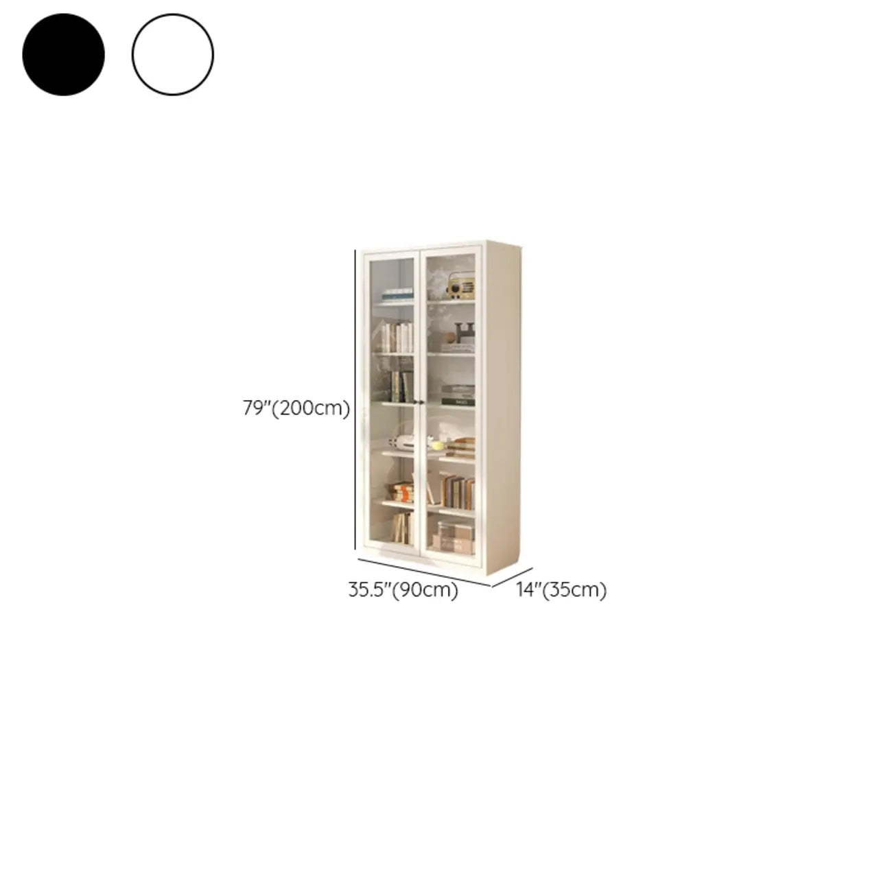 Vitrine haute à 6 niveaux avec portes vitrées