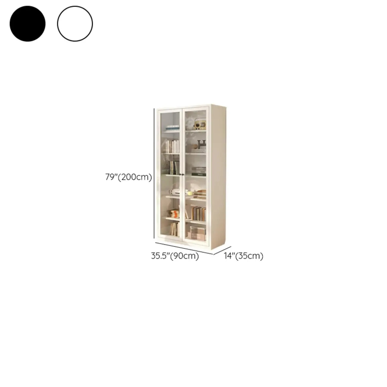 Vitrine haute à 6 niveaux avec portes vitrées
