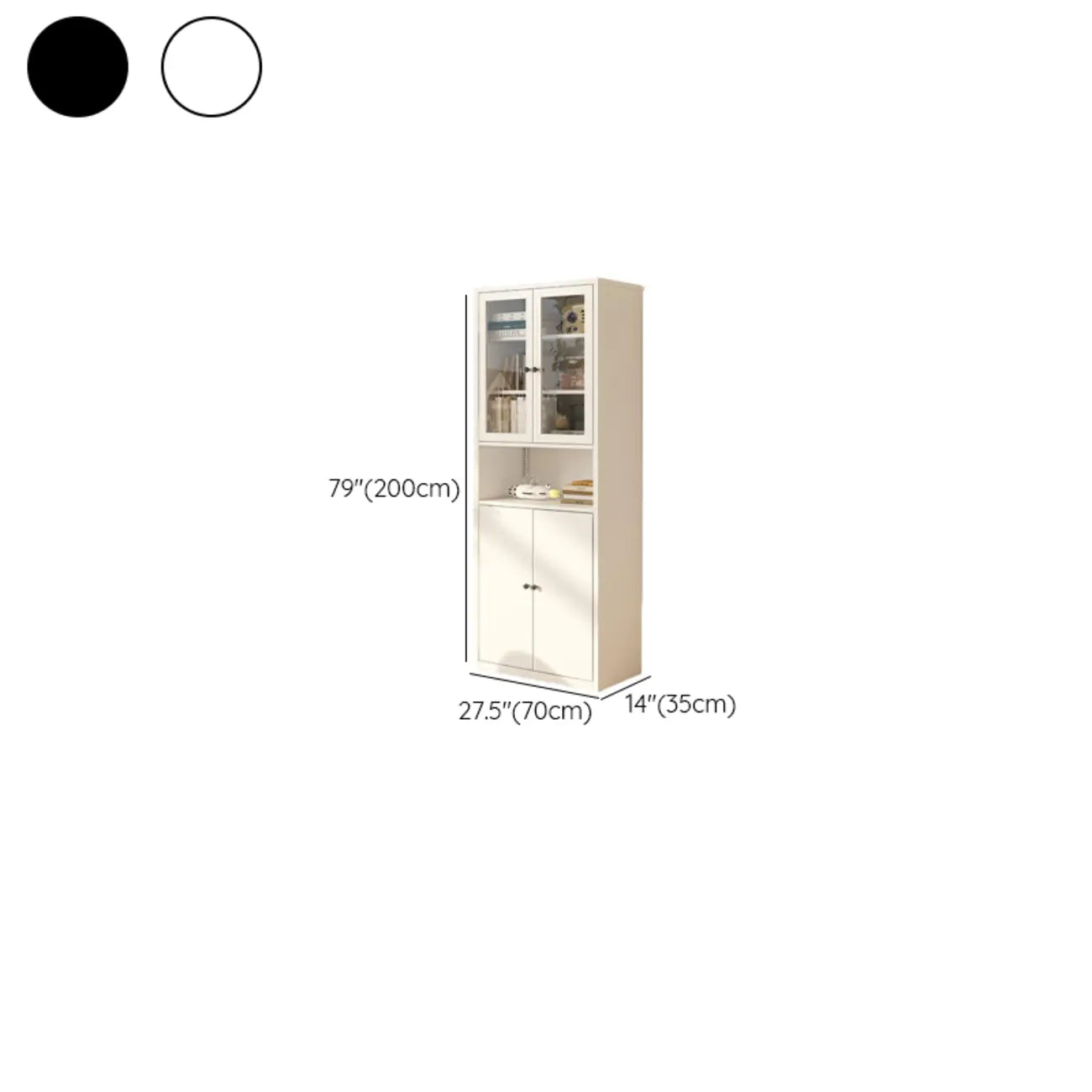 Vitrine haute à 6 niveaux avec portes vitrées