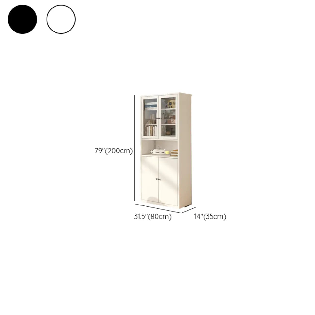 Vitrine haute à 6 niveaux avec portes vitrées