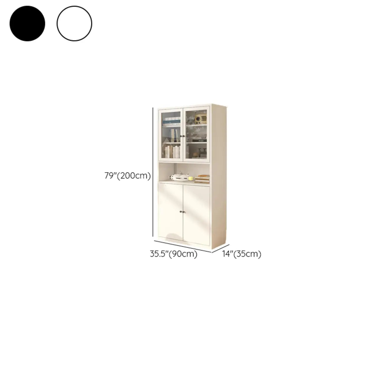 Vitrine haute à 6 niveaux avec portes vitrées