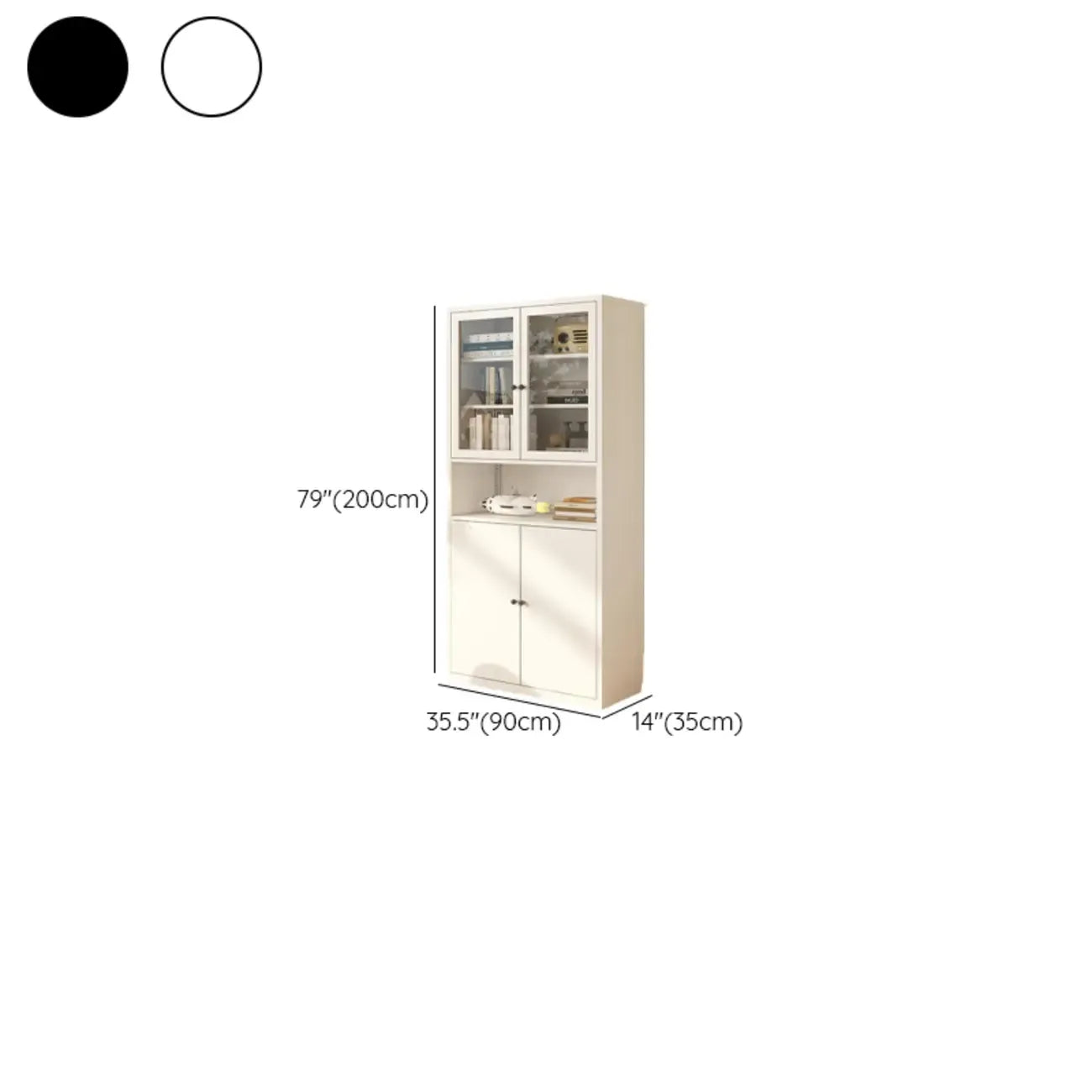 Vitrine haute à 6 niveaux avec portes vitrées