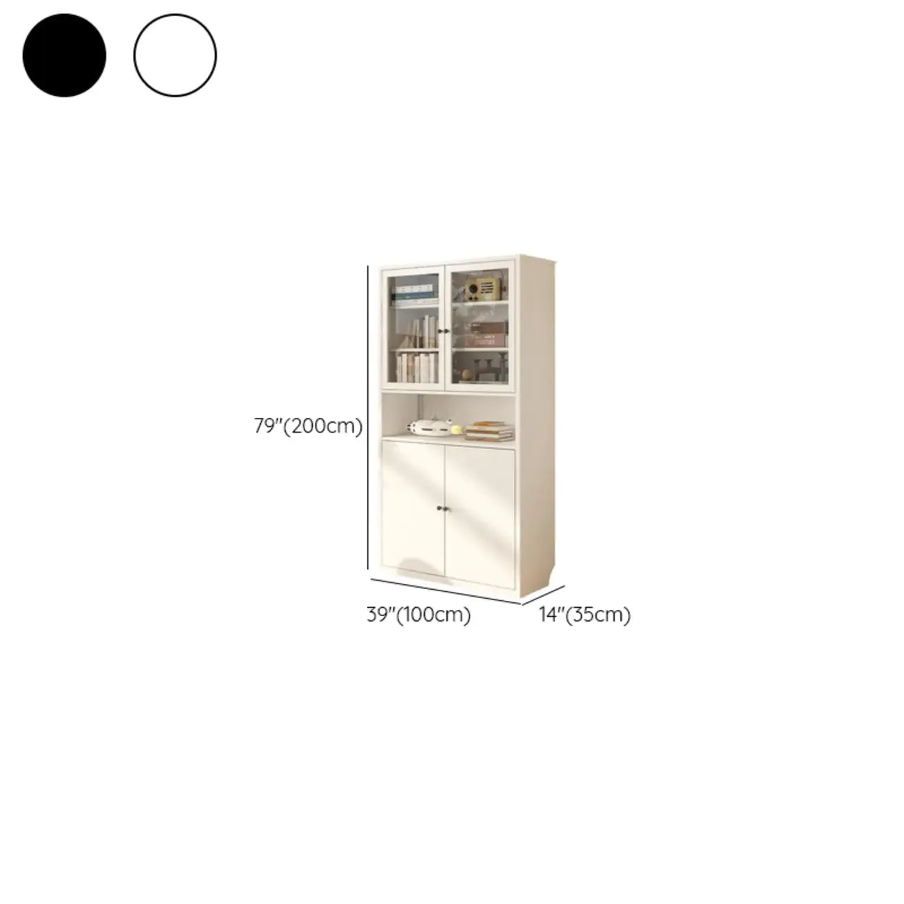 Vitrine haute à 6 niveaux avec portes vitrées