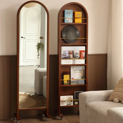 Bibliothèque mobile verticale en bois à 5 étagères avec fond fermé