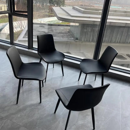 Chaise de salle à manger simple à dossier bas en similicuir avec pieds en alliage