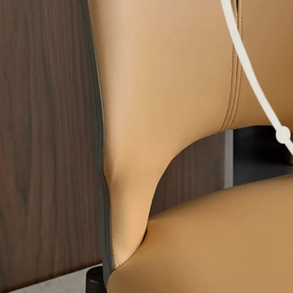 Chaise de salle à manger moderne sans accoudoirs, dossier ouvert, en similicuir.