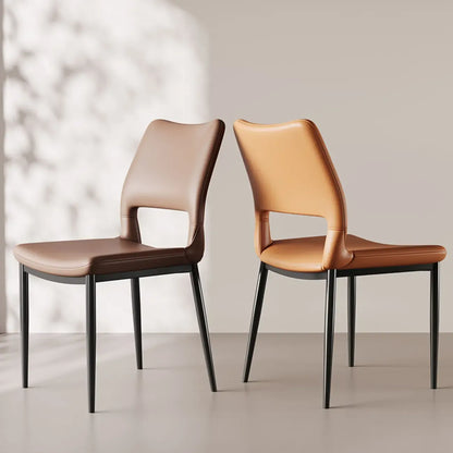 Chaise de salle à manger moderne en similicuir, dossier bas ouvert et sans accoudoirs