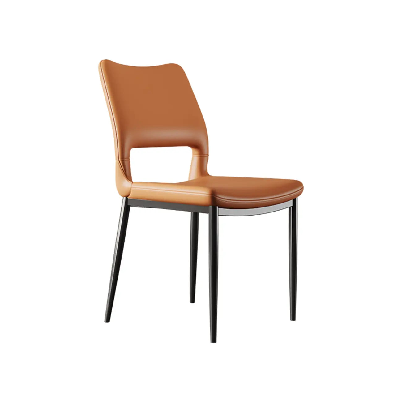 Chaise de salle à manger moderne en similicuir, dossier bas ouvert et sans accoudoirs