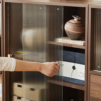 Bibliothèque cubique moderne en bois marron avec portes