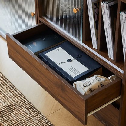Bibliothèque cubique moderne en bois marron avec portes
