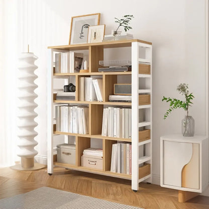 Étagère verticale en bois de noyer, bibliothèque ouverte à l'arrière