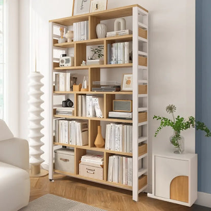 Étagère verticale en bois de noyer, bibliothèque ouverte à l'arrière