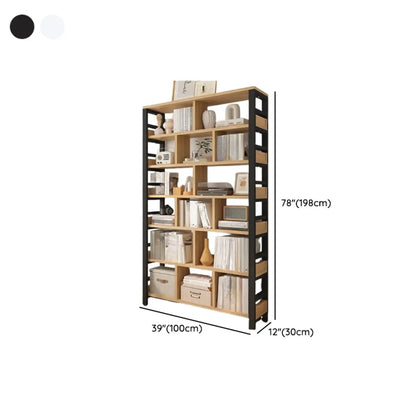 Étagère verticale en bois de noyer, bibliothèque ouverte à l'arrière