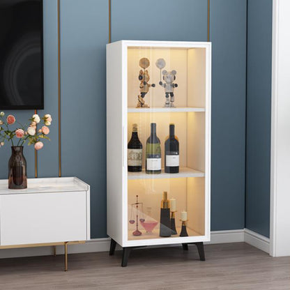 Étagère métallique moderne au sol avec portes vitrées, vitrine