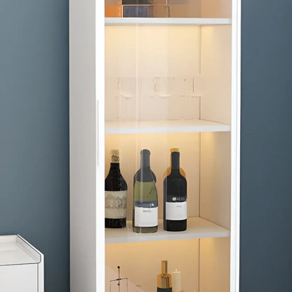 Étagère métallique moderne au sol avec portes vitrées, vitrine