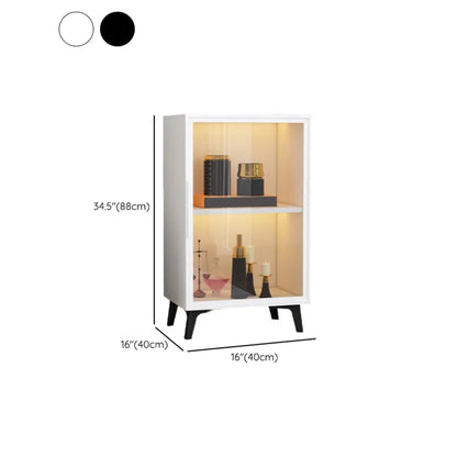 Étagère métallique moderne au sol avec portes vitrées, vitrine