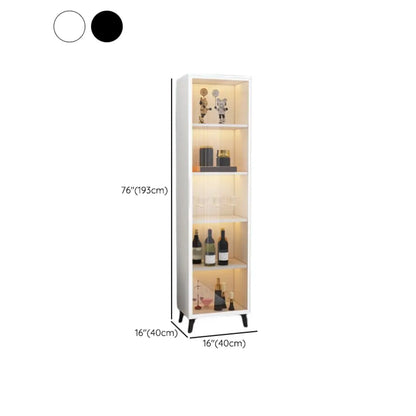 Étagère métallique moderne au sol avec portes vitrées, vitrine