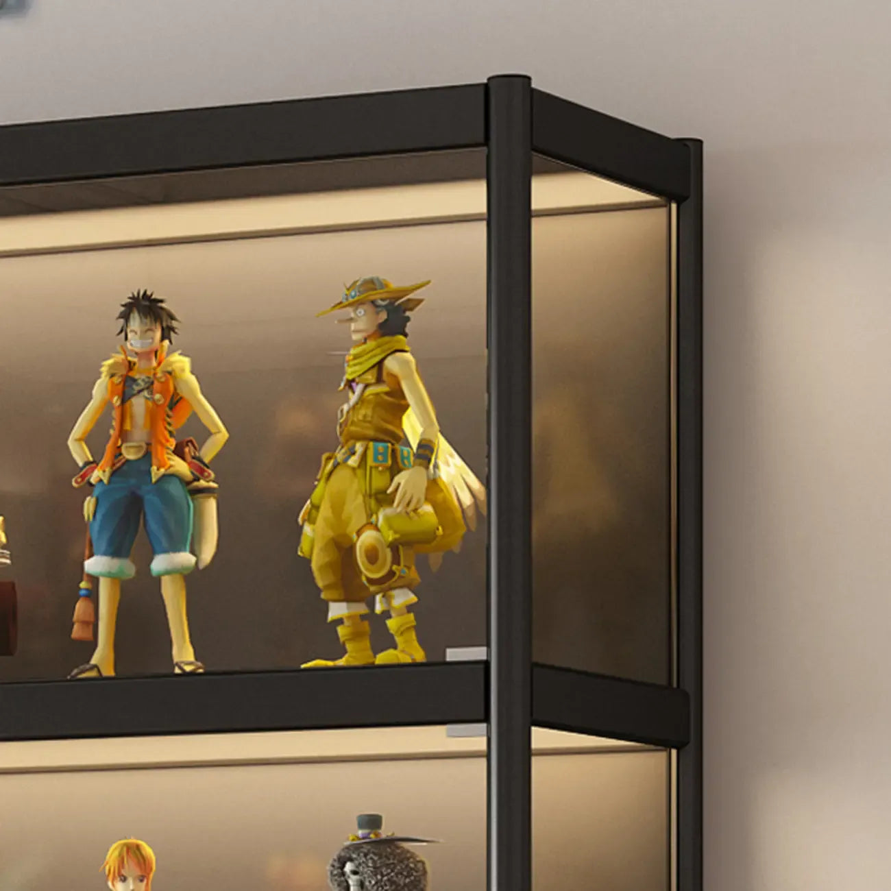 Étagère réglable en métal noir pour vitrine