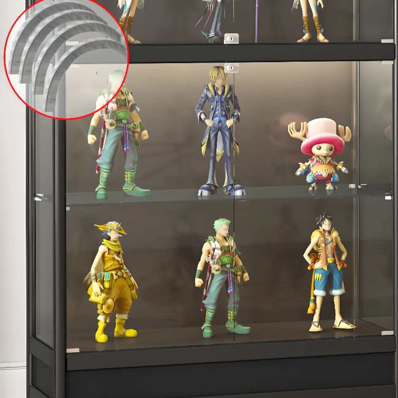 Étagère réglable en métal noir pour vitrine