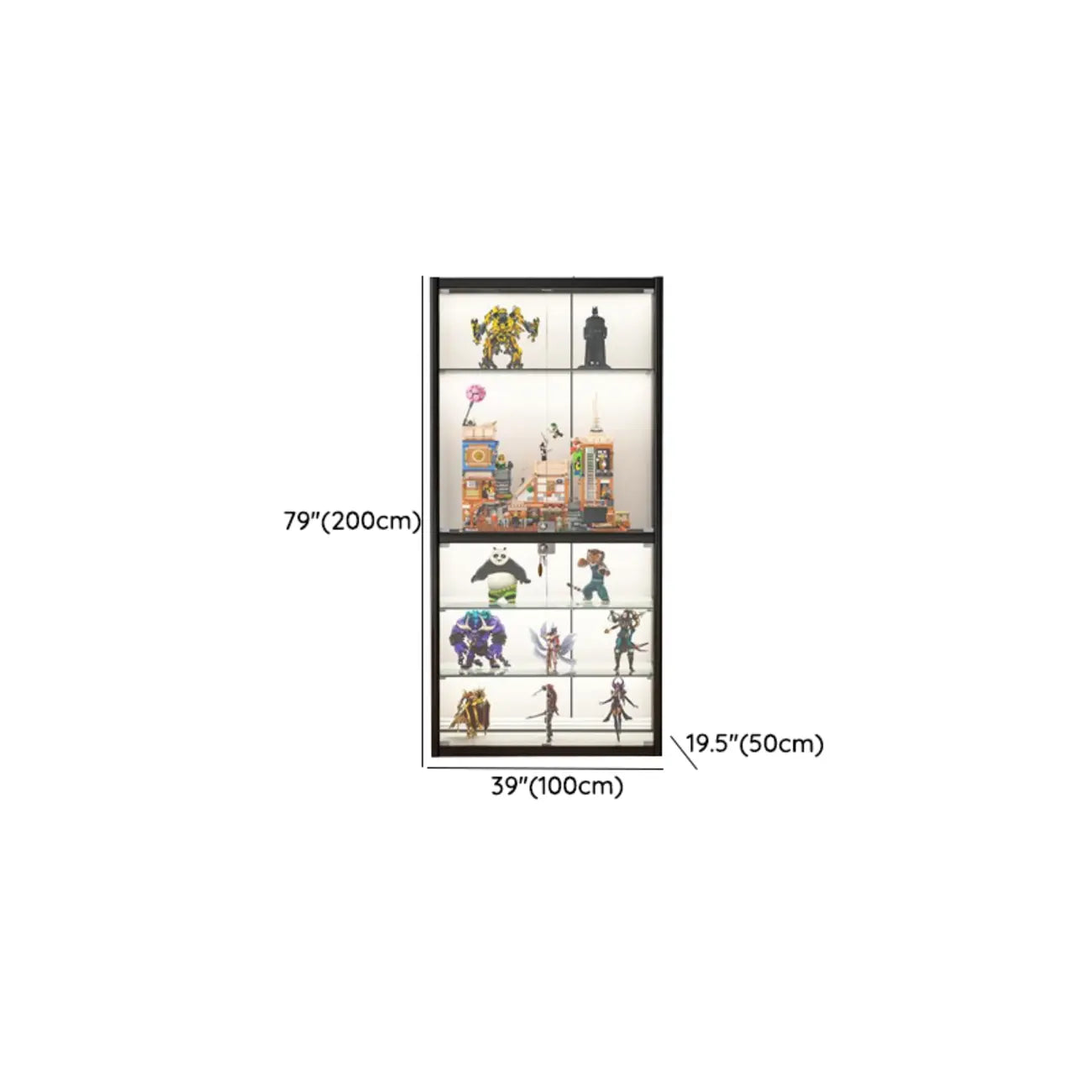 Étagère réglable en métal noir pour vitrine